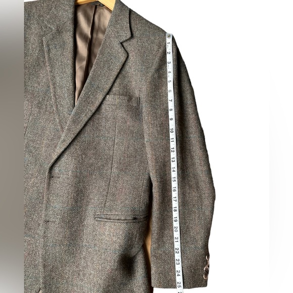 Vintage By Haggar Mens Brown Herringbone Wool Tweed Two Button Sport Coat Sz.42L - Picture 13 of 16